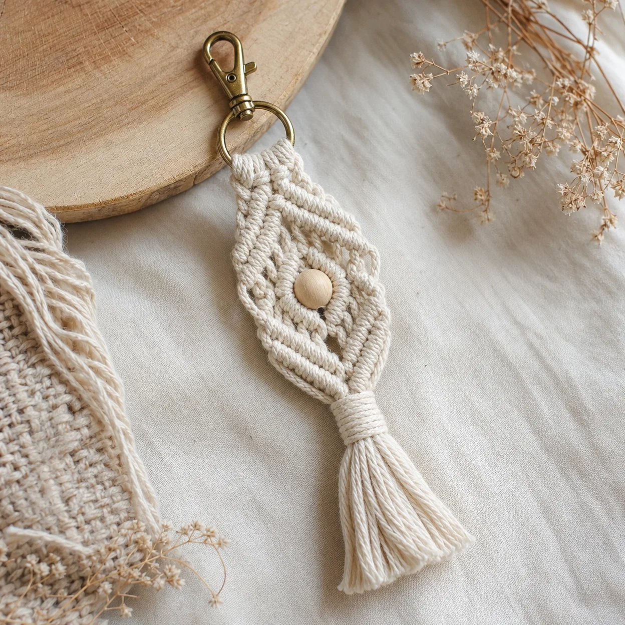 Vintage Brass Compass Keychain